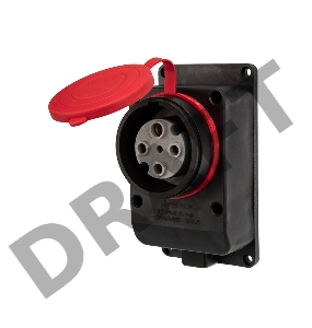 Розетка влагозащищенная настенная с крышкой, 3Р+РЕ, 32 А IP44 черная каучук REXANT