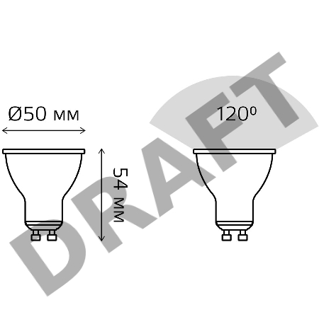 Лампа светодиодная Gauss Black 5Вт цок.:GU10 рефлектор 220B 3000K св.свеч.бел.теп. MR16 (упак.:10шт) (101506105)