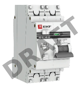 Выключатель авт. диф. тока 1п+N C 32А 100мА тип AC 4.5кА АД-32 PROxima EKF DA32-32-100-pro