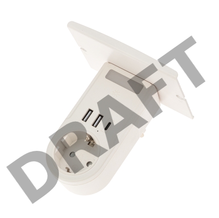 Адаптер USB (2хUSB-A + USB-С) + розетка 220-250В с подсветкой и подставкой для телефона REXANT