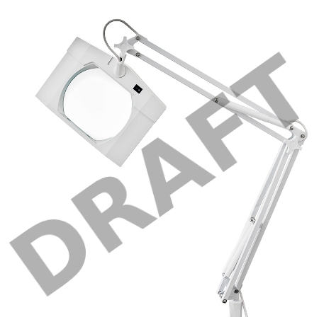 Лупа на струбцине REXANT, квадратная, 5D, с подсветкой, белая