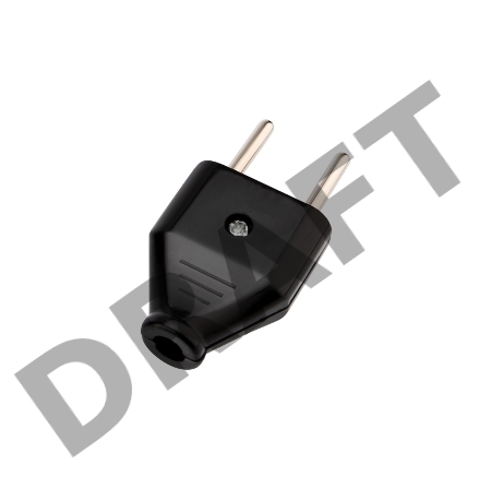 Вилка прямая без з/к 10А плоская черная REXANT