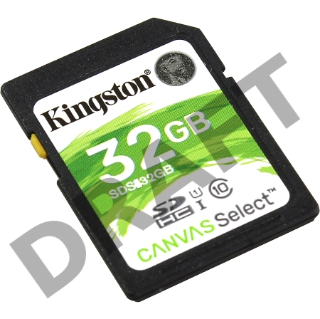Флеш карта SDHC 32Gb Class10 Kingston <SDS2/32GB>, Canvas Select 100R CL10 UHS-I