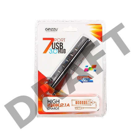 Разветвитель USB HUB GR-315UB Ginzzu USB 3.0/2.0, 7 port(1xUSB3.0+6xUSB2.0)