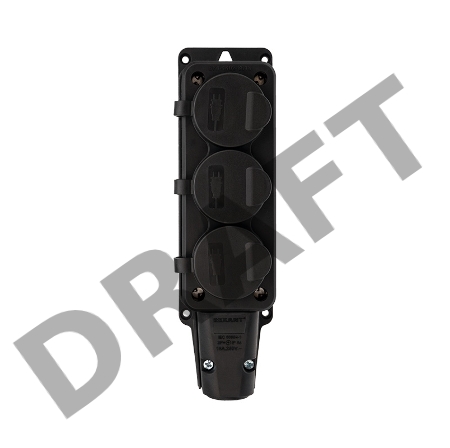 Розетка штепсельная трехместная влагозащищенная, с/з, 16 А, IP54 каучук REXANT