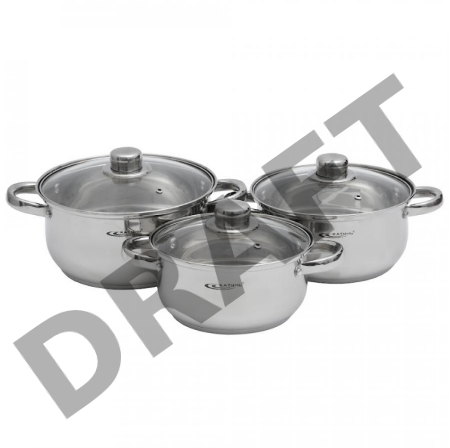 Набор кастрюль Катунь Гретта КТ04-B, 6пр. (2,2л + 3,2л + 4,2л) в подарупак