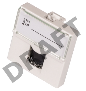 Вставка Mosaic 45x45, RJ-45 UTP, кат.6, со шторкой и увеличенным окном маркировки, белая