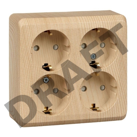 Розетка 4-м ОП Этюд 16А 250В защ. шторки с заземл. сосна SchE PA16-208D