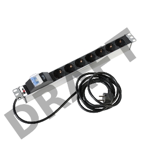 Блок розеток Rem-16 с авт. 16А, 7 Shuko, алюм., 19