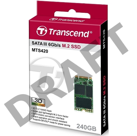 Твердотельный диск 240GB Transcend MTS420, 3D NAND, M.2[R/W - 560/500 MB/s]