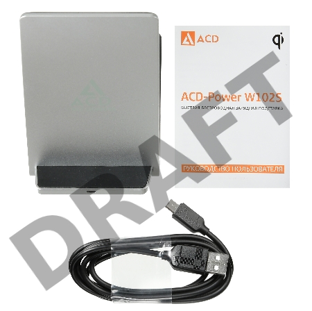 Зарядное устройство (ACD-W102S-F1S) 10Вт, беспроводная Qi, 2-катушки с QC, 5В/2А ~ 9В/1,8А RTL
