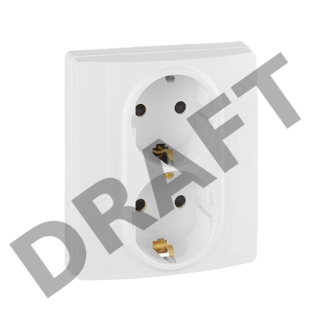 Розетка 2X2К+З авт., защ.шт, бел ETIKA Розетка 2X2К+З авт., защ.шт, бел