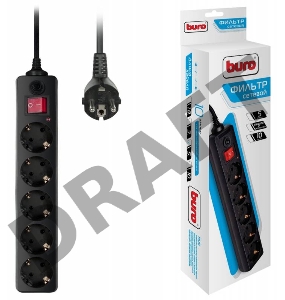 Сетевой фильтр Buro 500SH-5-B 5м (5 розеток) черный (коробка)