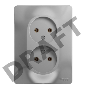 Розетка 2-м СП Glossa 16А IP20 без заземл. в сборе алюм. SchE GSL000320