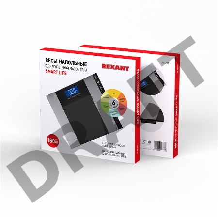 Весы напольные электронные до 180 кг с диагностикой, черные SMART Life REXANT