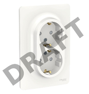 Розетка 2-м UNICA NEW защ. шторки с заземл. винт. зажим. бел. SchE NU206718