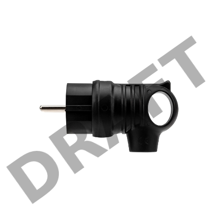 Вилка угловая влагозащищенная с кольцом, с/з, 16 А, IP44 каучук REXANT