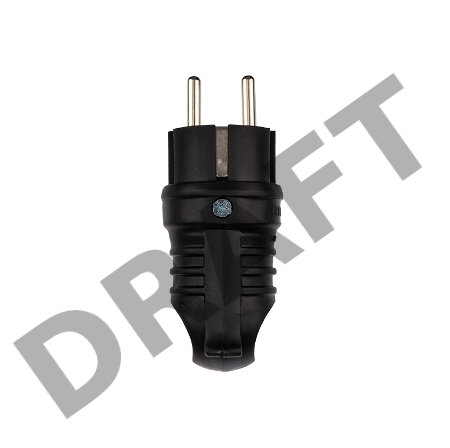 Вилка угловая влагозащищенная с кольцом, с/з, 16 А, IP44 каучук REXANT