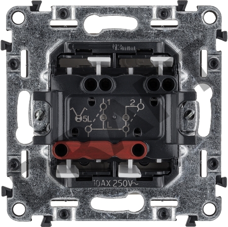 Механизм выключателя 2-кл. СП Valena Life 10А IP20 250В 10АХ с подсветкой; с лицевой панелью сл. кость Leg 752528