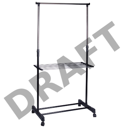 Вешалка напольная на колёсах (с полкой) Рыжий кот CR460, размер: 80*42*95-168см