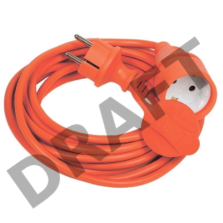 Удлинитель-шнур 1х5м вилка+розетка 2P+PE IP44 УШ-01РВ 3х1 оранж. ИЭК WUP10-05-K09-44