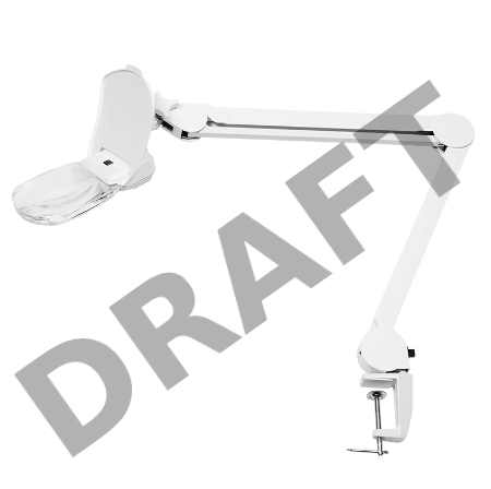 Лупа на струбцине REXANT, квадратная 3D+20D, с подсветкой 6 LED, серия EXPERT, белая