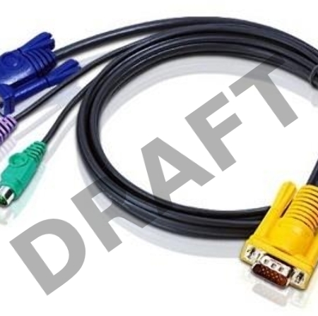 Шнур, мон+клав+мышь PS/2, SPHD15=>HD DB15+2x6MINI-DIN ATEN (2L-5202P) Male-3xMale,  8+6+6 проводов, опрессованный,   1.8 метр., черный