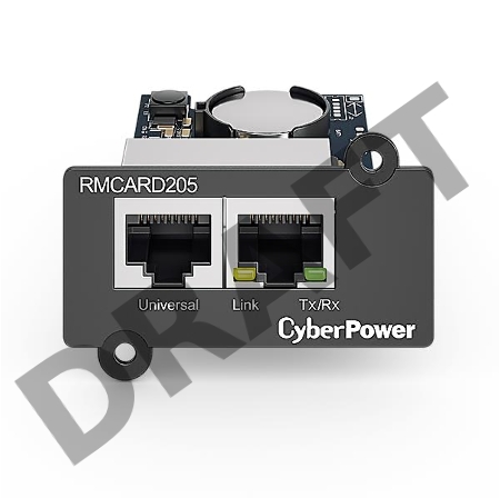 Карта удаленного управления CyberPower SNMP для источника бесперебойного питания серий OL, OLS, PR, OR, ПО PowerPanel® Business Edition, совместимость с ENVIROSENSOR, 0.15х0.15х0.07м., 0.2кг. Remote management SNMP card for OL, OLS, PR, OR series UPSs, Po