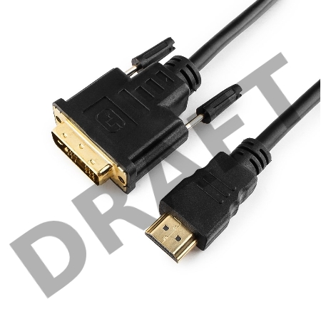 Кабель HDMI-DVI Gembird/Cablexpert CC-HDMI-DVI-0.5M, 19M/19M, 0.5м, single link, черный, позол.разъемы, экран, пакет
