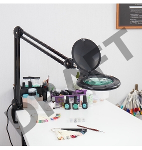 Лупа на струбцине REXANT, круглая, 5D, с подсветкой 56 SMD LED, черная