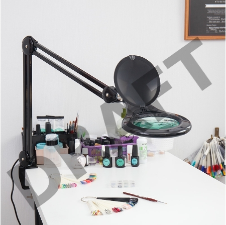 Лупа на струбцине REXANT, круглая, 5D, с подсветкой 56 SMD LED, черная