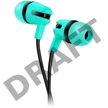 Наушники CANYON Stereo earphone with microphone, 1.2m flat cable, Green, 22*12*12mm, 0.013kg