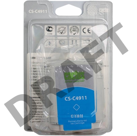 Картридж струйный Cactus CS-C4911 голубой для №82 HP Design Jet 500/800C (72ml)