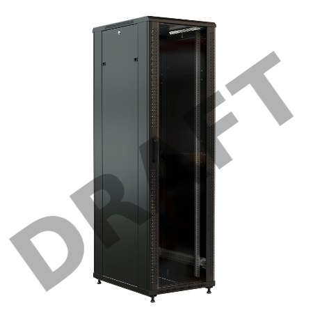 Шкаф коммутационный WRline (WR-TT-2766-AS-RAL9004) напольный 27U 600x600мм пер.дв.стекл задн.дв.стал.лист 2 бок.пан. 800кг черный 510мм 1388мм IP20 сталь