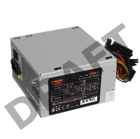 Блок питания 600W Exegate Special UNS600, ATX, SC, 12cm fan, 24p+4p, 6/8p PCI-E, 3*SATA, 2*IDE, FDD + кабель 220V с защитой от выдергивания