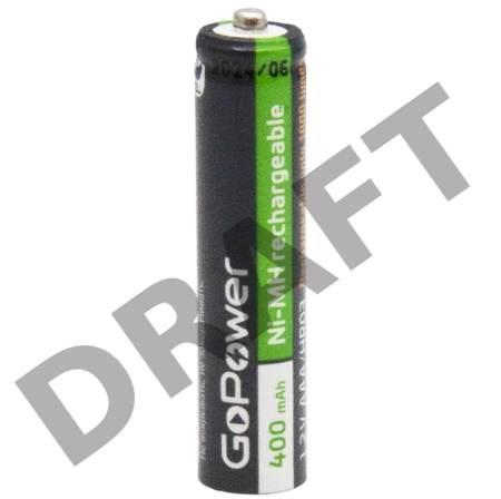 Аккумулятор бытовой GoPower HR03 AAA BL2 NI-MH 400mAh (2/20/320) блистер (2 шт.)