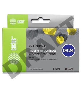 Картридж струйный Cactus CS-EPT0924 желтый для Epson Stylus C91/ CX4300/ T26/T27/TX106/TX109 (6,6ml)