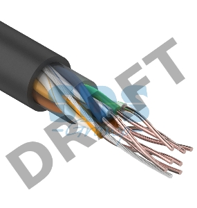 Кабель UTP REXANT 4PR 24AWG, CU (медь), CAT5e, 100 МГц, PE, черный, OUTDOOR, бухта 50 м