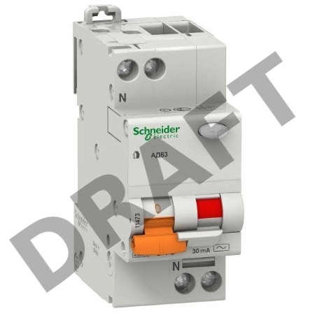 Выключатель автоматический дифференциального тока 2п (1P+N) C 25А 30мА тип AC 4.5кА К АД63 2мод. Домовой SchE 11474