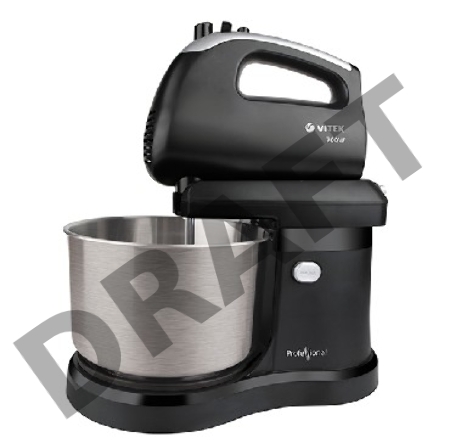 Миксер VITEK VT-1417 ST Мощность 700Вт. Объем чаши 2,8л. Материал чаши сталь. Материал корпуса пластик. 5 скоростей. Турборежим. Крюки для замешивания теста. Венчик для взбивания 2шт.    