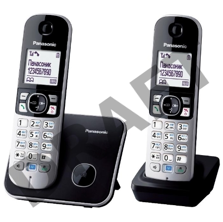 Телефон Panasonic KX-TG6812RU черный (труб. в компл.:2шт) АОН