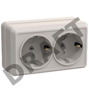Розетка 2-м ОП Октава 16А РСш22-3-ОКм защ. шторки с заземл. IP20 крем. ИЭК ERO24-K33-16-DC