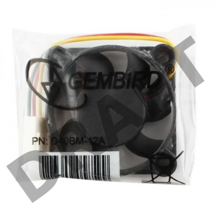 Вентилятор Gembird Вентилятор 40x40x10, подшипник,  шнур 7см, 3pin D40BM-12A