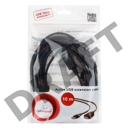 Кабель удлинитель USB 2.0 активный Gembird/Cablexpert UAE-01-10M, AM/AF, 10м