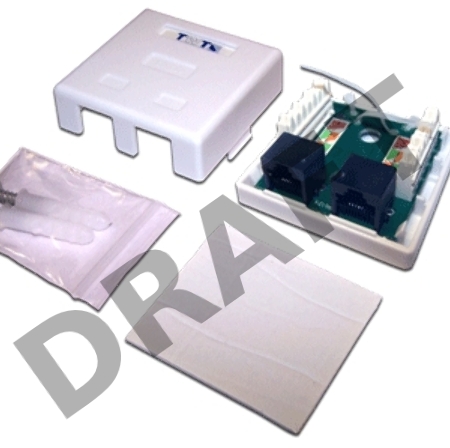 Настенная розетка, 2 порта RJ-45 категории 6, STP, белая