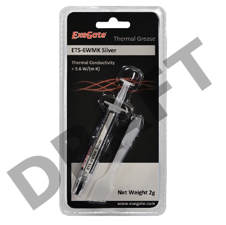 Термопаста ExeGate ETS-6WMK Silver, шприц с лопаткой, 2г