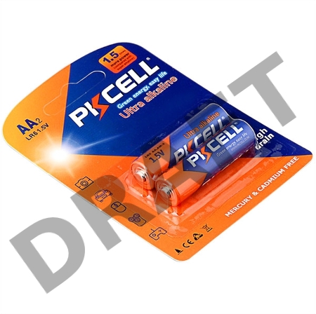 Щелочной/алкалиновый элемент питания PKCELL LR6-2B тип - AA 2 шт в блистере