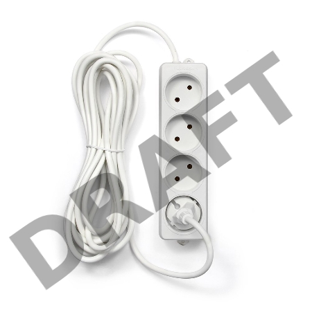 Сетевой фильтр Gembird Удлинитель Гарнизон EL-NL4-W-5, 4 розетки  допустимый ток 10А, длина 5 м.