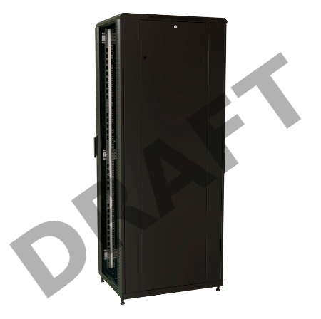 Шкаф серверный WRline (WR-TT-4268-AS-RAL9004) напольный 42U 600x800мм пер.дв.стекл задн.дв.стал.лист 2 бок.пан. 800кг черный 710мм 2055мм IP20 сталь