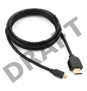 Кабель HDMI-microHDMI Gembird/Cablexpert CC-HDMID-6, v1.3, 19M/19M, 1.8м, черный, позол.разъемы, экран, пакет